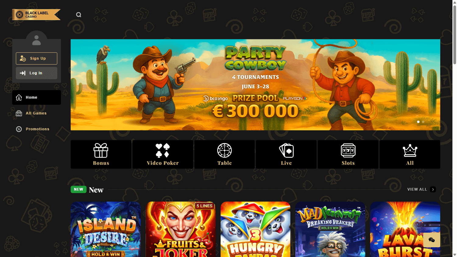 Black Label Casino Desktop screenshot